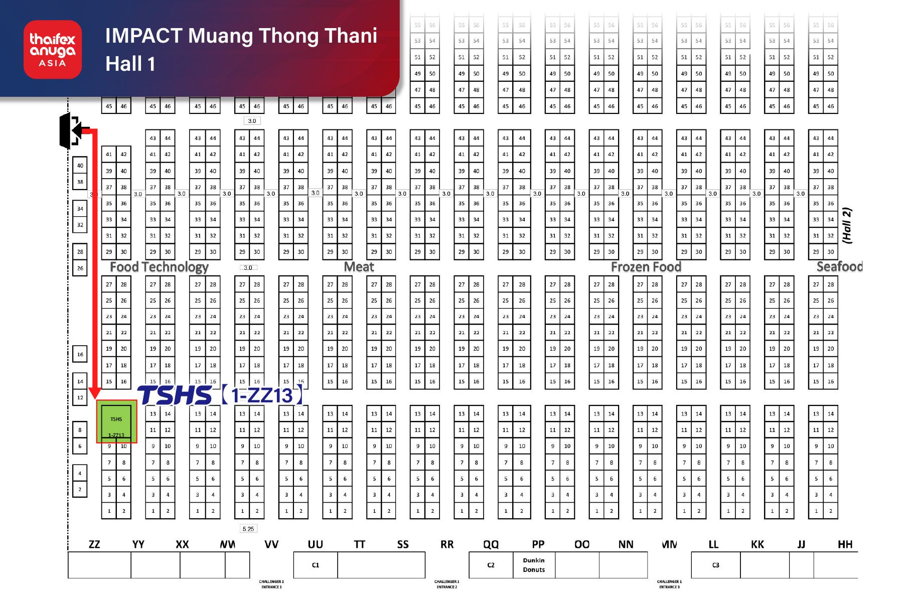 แผนผังบูธนิทรรศการ Thaifex 2026 | หมายเลขบูธ TSHS